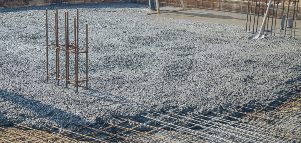 Slab base and reinforcing before the pour