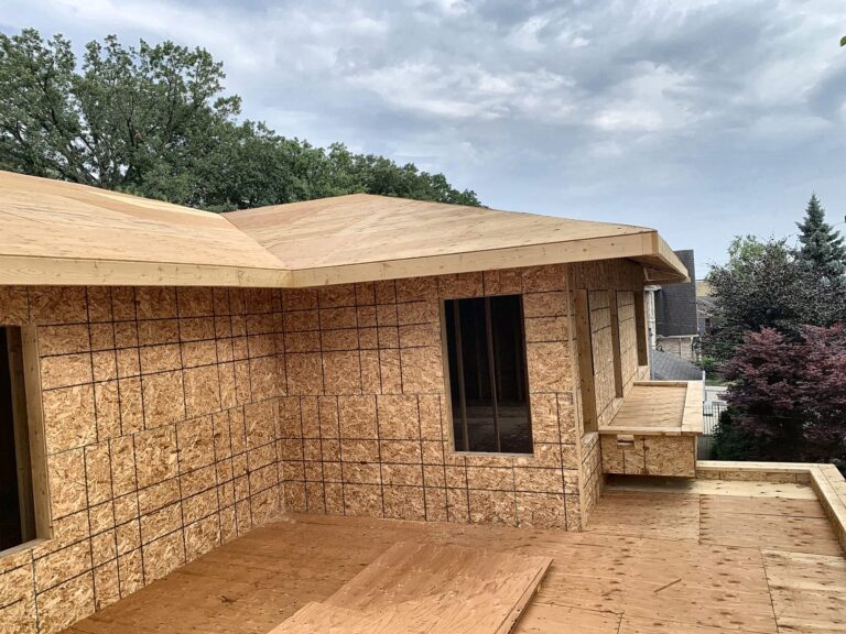 Framing rear addition sheathed, concrete foundation contractor in Cornell, Markham by Grand Structural Services
