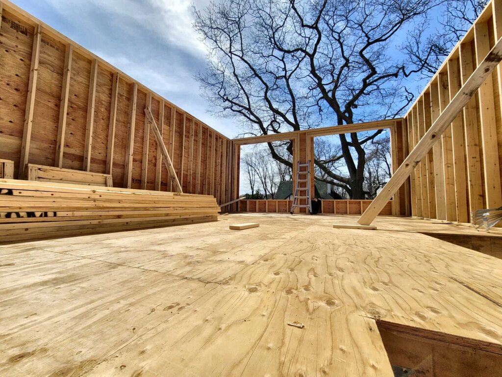 Framing second floor deck, house framing in Forest Hill by Grand Structural Services