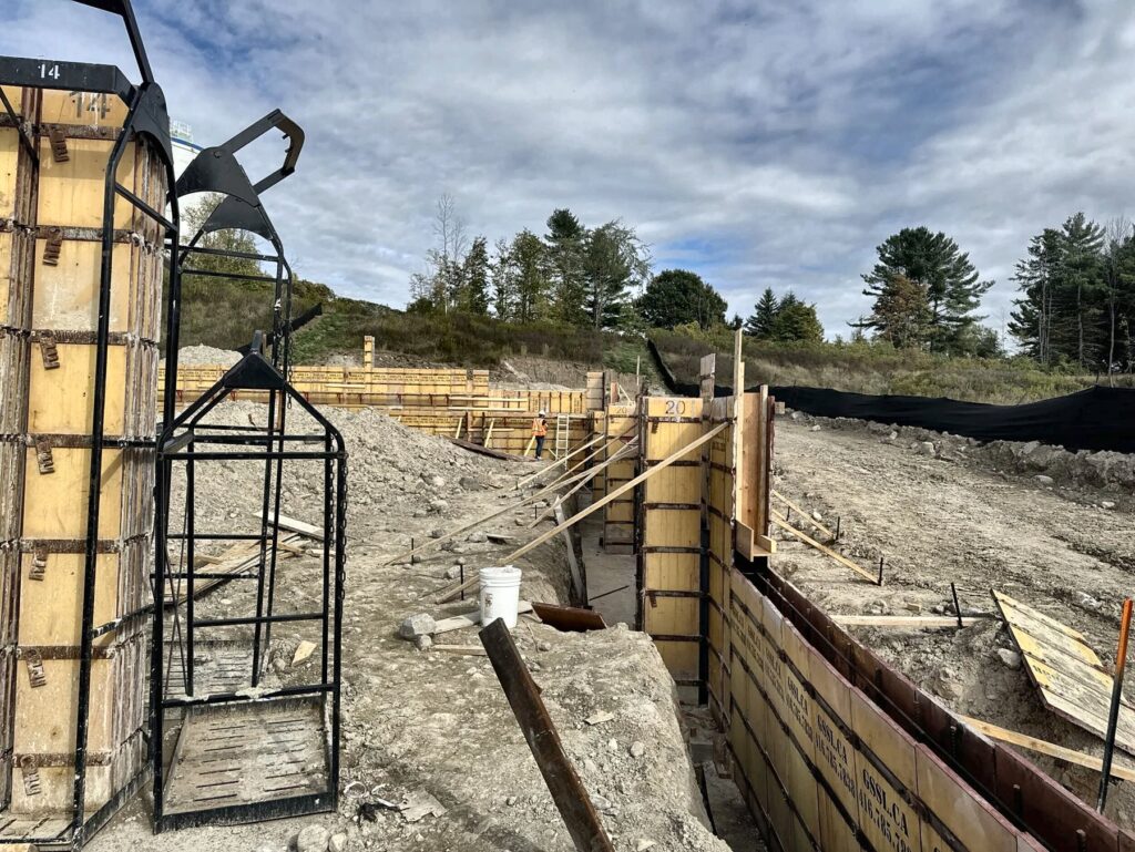 Wall forms on site, poured concrete foundation walls in Markham by Grand Structural Services