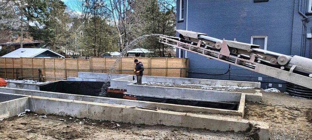 Poured concrete foundation walls by Grand Structural Services, a concrete foundation contractor in Oshawa